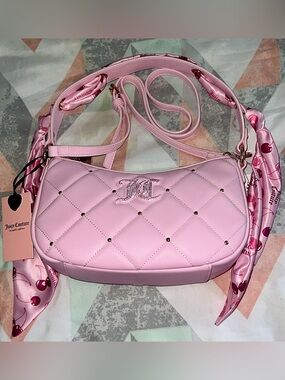 Juicy Couture Pink Quilted Crossbody with Stud Accents